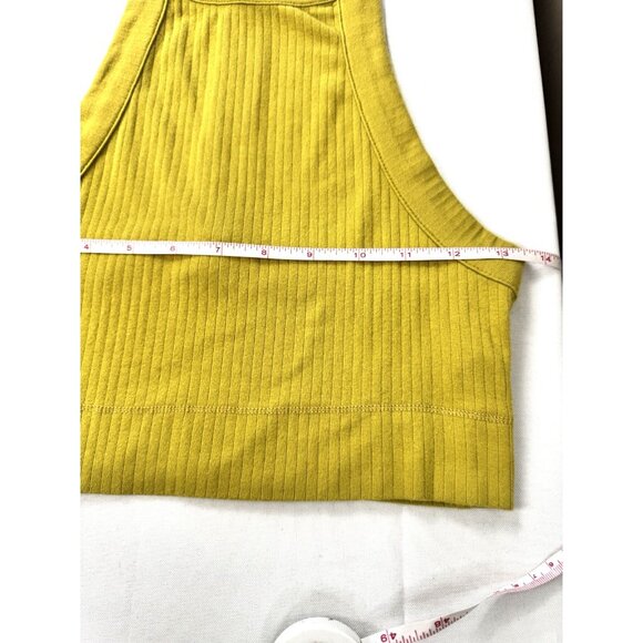 Intimately Free People Yellow Green Ribbed Crop Tank Top M Y2K Festival Grunge - Picture 6 of 7